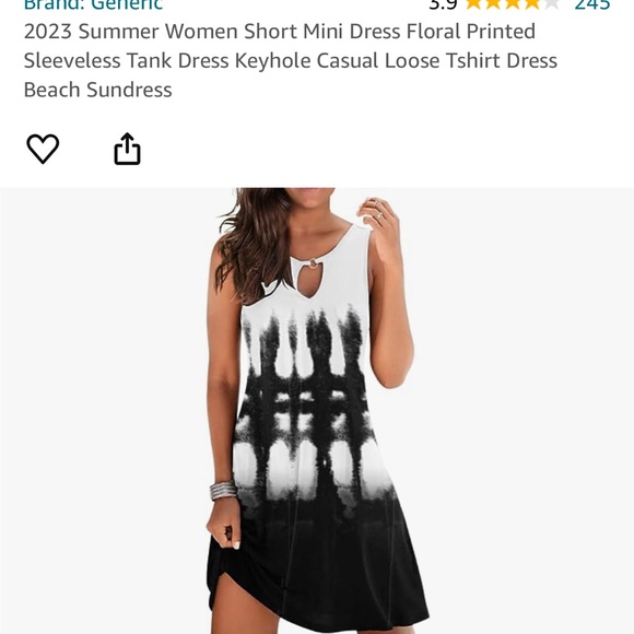 NWOT summer dress, black and white sleeveless - Picture 7 of 8